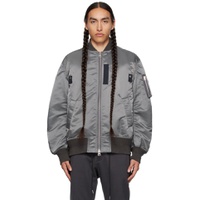 Gray Vented Bomber Jacket 232445M175014