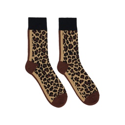 Brown Leopard Socks 222445M220013