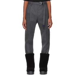Gray Belted Trousers 222445M191021