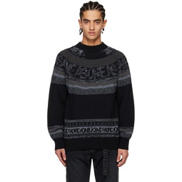 Black Jacquard Sweater 231445M201007