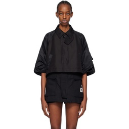 Black Paneled Jacket 241445F063007