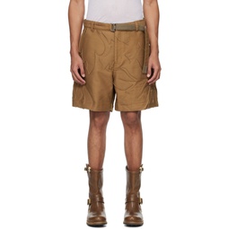 Tan Embroidered Shorts 241445M193039