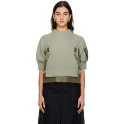 Green Paneled Sweater 222445F096006