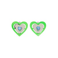 Silver   Green Heart Earrings 231413F022002