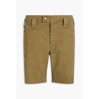 Embroidered cotton and ramie-blend gabardine shorts