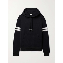 SAINT LAURENT Striped embroidered cotton-jersey hoodie