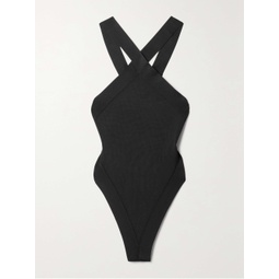 SAINT LAURENT Open-back stretch-knit thong bodysuit