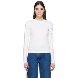 White Eloise Long Sleeve T Shirt 241231F110003