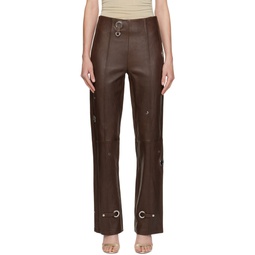 Brown Bonnie Leather Pants 232231F084001