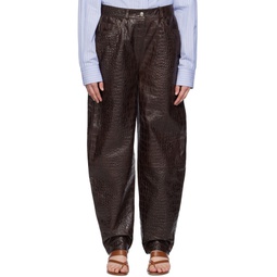 Brown Scarlett Leather Pants 241231F084002
