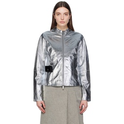 Silver Daria Leather Jacket 241231F064005
