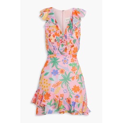 Cece ruffled floral-print cotton and silk-blend voile mini dress