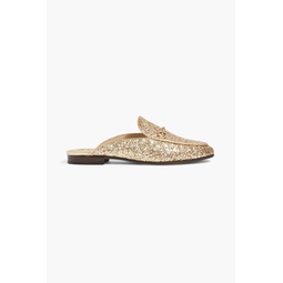 Linnie embellished glittered leather slippers