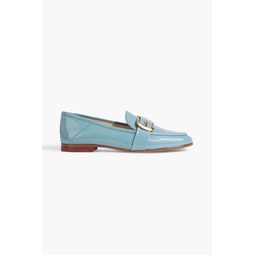 Leonie buckle-embellished faux patent-leather loafers