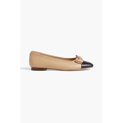 Marlina bow-embellished two-tone leather ballet flats
