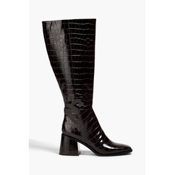 Wade faux croc-effect leather knee boots