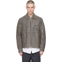 Brown Satom Leather Jacket 241021M180003