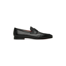 Black Leather Penny Loafers 231178M231014