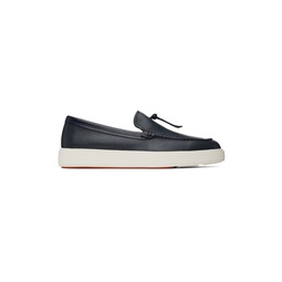Navy Knotted Slip On Sneakers 231178M237011