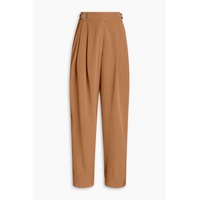 Pleated crepe de chine tapered pants