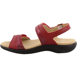 SAS Nudu Strap Sandals for Women - Hook and Loop Fastener, Adjustable Buckle Closure, and Shock Absorbing Outsole Ruby/Cabernet 11.5 W - Wide (C)