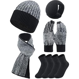 Winter Hats Scarf Gloves Warm Fleece Lined Knit Hat Ear Warmers Socks for Women and Men