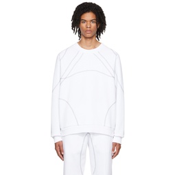 White Overlock Stitch Sweatshirt 222530M204000