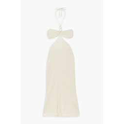 Mina cutout crinkled cotton-gauze halterneck maxi dress