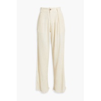 Hali plisse bamboo and silk-blend wide-leg pants