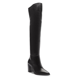 Womens Mikki Pointed Toe Over The Knee Block Heel Boots