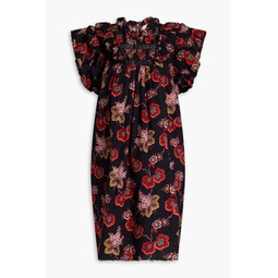 Lucinda ruffled floral-print cotton mini dress