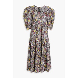 Gitte tiered crinkled floral-print cotton-poplin midi dress