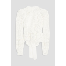 Patrizia ruffled cotton guipure lace blouse