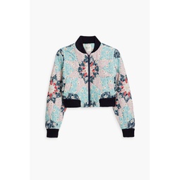 Talia quilted patchwork printed cotton bomber jacket