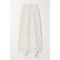 SEA Dalia cotton-blend corded guipure lace midi skirt