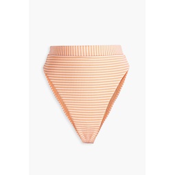 Ribbed striped high-rise bikini briefs