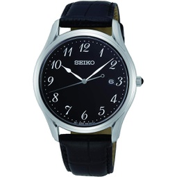 SEIKO Neo Classic Quartz Black Dial Stainless Steel Mens Watch SUR305