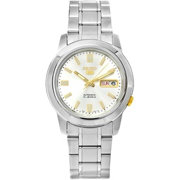 SEIKO Mens SNKK09K1S Stainless-Steel Analog with White Dial Watch