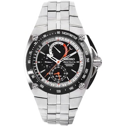 SEIKO Mens SPC047 Sportura Stainless Steel Black Chronograph Dial Watch