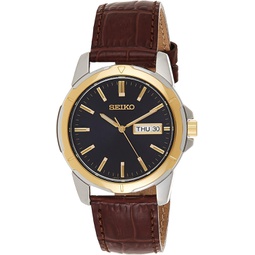 Seiko Mens SNE102 Stainless Steel Solar Watch with Brown Leather Strap