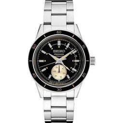 SEIKO Mens Black Dial Silver Stainless Steel Band Presage Automatic Watch