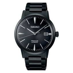 SEIKO Mens Black Dial Stainless Steel Band Automatic Watch