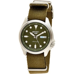 SEIKO Mens 5 Sports Stainless Steel Automatic Watch with Nylon Strap, Green, 22 (Model: SRPE65)