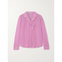 SELF-PORTRAIT Bow-detailed pintucked chiffon blouse