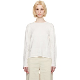 White Jacquard Long Sleeve T Shirt 231238F096004
