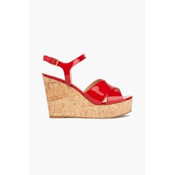 Patent-leather wedge sandals