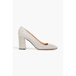 Royal Vernice patent leather-trimmed suede pumps