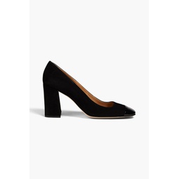 Royal Vernice patent leather-trimmed suede pumps