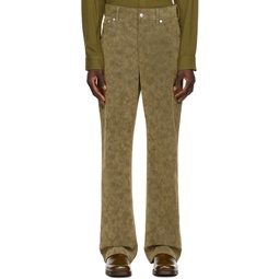 Khaki Otis Faux Leather Trousers 241491M191007