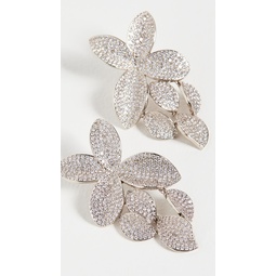 Pave Flower Drop Earrings